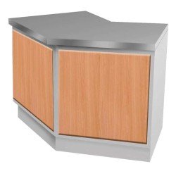 Öztiryakiler Nötr Serv Bankosu, Açılı, Ara Raflı, Ahşap Kaplı, 150x70 Cm