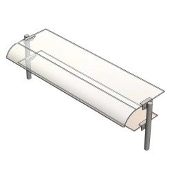 Öztiryakiler Bombe Camlı Servis Rafı, Çift Sıralı, 120x30 Cm