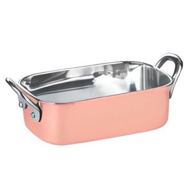 Gurmeaid Mini Dikdörtgen Tencere, Dışı Bakır, İçi Paslanmaz Çelik, 14.5x9.5x4.5 Cm