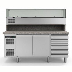 Electrolux Professional Endüstriyel Pizza Hazırlık Tezgahı, Garnitürlüklü, 2 Kapılı Ve 6 Çekmeceli, 0+10°c, Aısı 304 RCSH2D6W