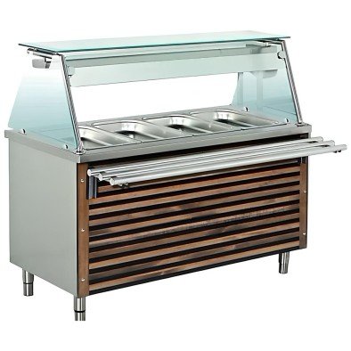 Empero EMP.BEH.30-FULL Benmari Sıcak Servis Ünitesi 1500X730X850 4x1/1 GN Küvetli, Üst Raflı, Tepsi Kaydırma Standlı, Elektrikli