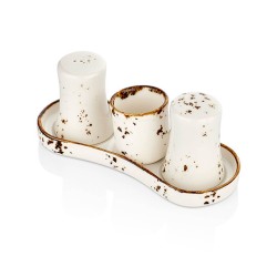 By Bone - Gastro - GT-04-TT - Tuzluk + Biberlik + Kürdanlık Tabaklı Takım - Elegance By Bone - Gastro - GT-04-TT - Tuzluk + Biberlik + Kürdanlık Tabaklı Takım - Elegance