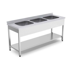 Empero EMP.E.72085-3ET 3 Evyeli Alt Raflı Tezgah 200x70x85 cm Empero EMP.E.72085-3ET 3 Evyeli Alt Raflı Tezgah 200x70x85 cm