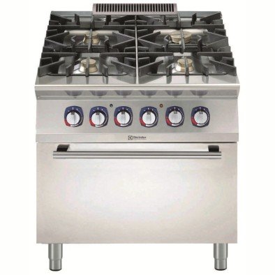 Electrolux Professional E9GCGH4CE0 4 Ocak(1x10;3x6kw)g.kuzine+e.fırın-800mm ,391010