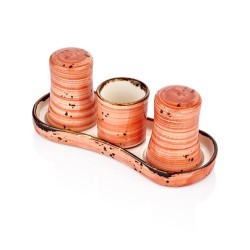 By Bone - Gastro - GT-04-TT - Tuzluk + Biberlik + Kürdanlık Tabaklı Takım - Laterite By Bone - Gastro - GT-04-TT - Tuzluk + Biberlik + Kürdanlık Tabaklı Takım - Laterite
