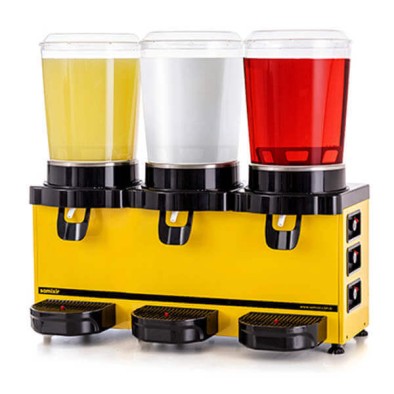 Samixir MMM30.AY Soğuk İçecek Dispenseri, 10+10+10 L, Analog, Panoramik, Karıştırıcılı, Sarı