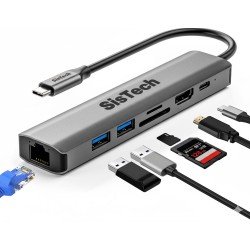 Ally BYL-2303 7 in 1 Dönüştürücü Çoğaltıcı Hub - Type-C To 1000Mbps Ethernet 4K HDMI USB 3.0 PD100W SD-TF Cards