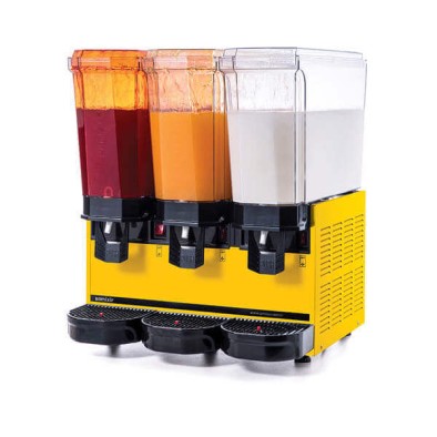 Samixir 60.SSMY Klasik Triple Soğuk İçecek Dispenseri, 20+20+20 L, Fıskiyeli-Fıskiyeli-Karıştırıcılı, Sarı