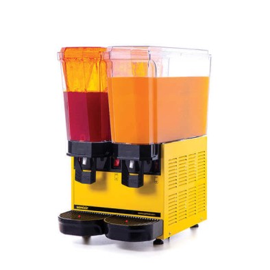 Samixir 40.SMY Klasik Twin Soğuk İçecek Dispenseri, 20+20 L, Fıskiyeli ve Karıştırıcılı, Sarı