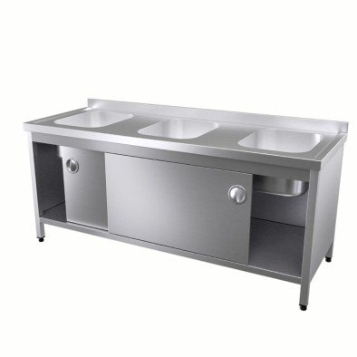 Vital  VCT-EUD-196 Çalışma Tezgahı Üç Evyeli Dolaplı