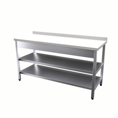 Vital VCT-PA-166 Çalışma Tezgahı Polietilen Tablalı Taban ve Ara Raflı Vital VCT-PA-166 Çalışma Tezgahı Polietilen Tablalı Taban ve Ara Raflı