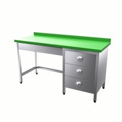 Vital  VCT-PG-167 Çalışma Tezgahı Polietilen Tablalı Grup Çekmeceli