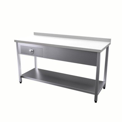 Vital  VCT-PTC-97 Çalışma Tezgahı Polietilen Tablalı Taban Raflı Çekmeceli