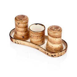 By Bone - Gastro - GT-04-TT - Tuzluk + Biberlik + Kürdanlık Tabaklı Takım - Vintage By Bone - Gastro - GT-04-TT - Tuzluk + Biberlik + Kürdanlık Tabaklı Takım - Vintage
